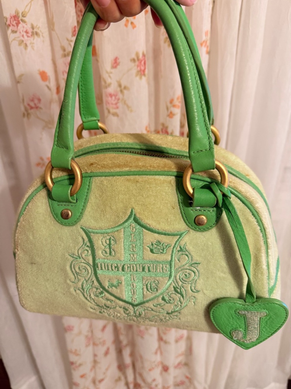 Juicy Couture Green Velvet bowler bag